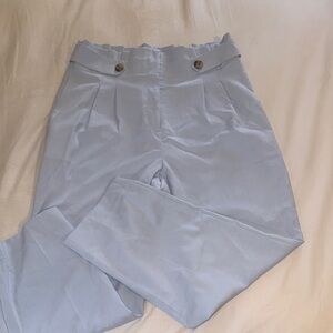 Chic Light Blue Pleated Pants